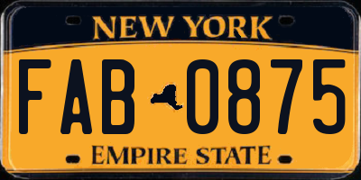 NY license plate FAB0875