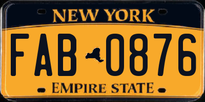 NY license plate FAB0876