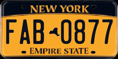 NY license plate FAB0877