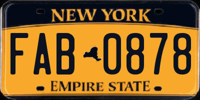 NY license plate FAB0878