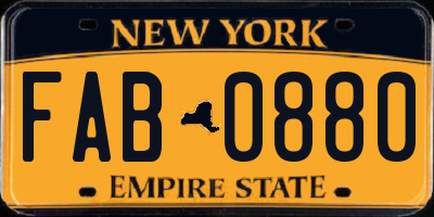 NY license plate FAB0880