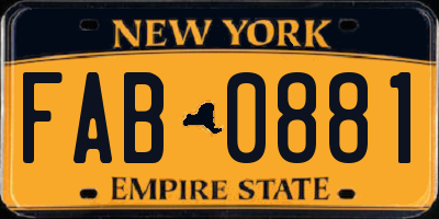 NY license plate FAB0881