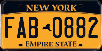 NY license plate FAB0882