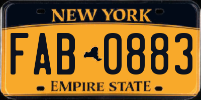 NY license plate FAB0883