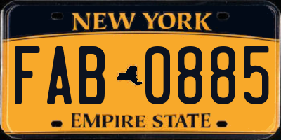 NY license plate FAB0885