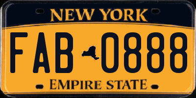 NY license plate FAB0888