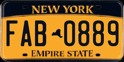 NY license plate FAB0889