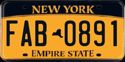 NY license plate FAB0891