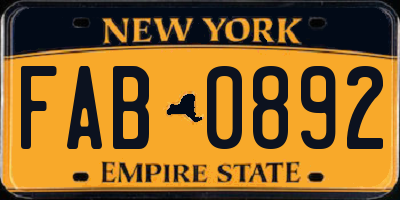 NY license plate FAB0892