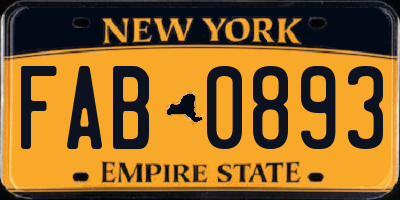 NY license plate FAB0893