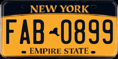 NY license plate FAB0899