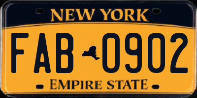 NY license plate FAB0902