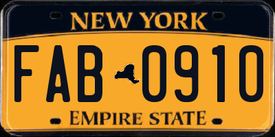 NY license plate FAB0910