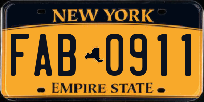 NY license plate FAB0911