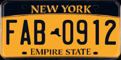NY license plate FAB0912