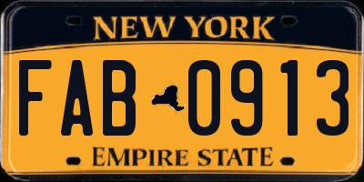 NY license plate FAB0913