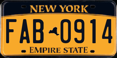 NY license plate FAB0914