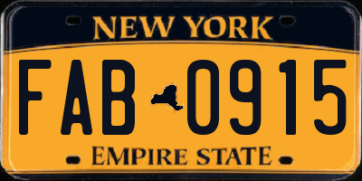 NY license plate FAB0915