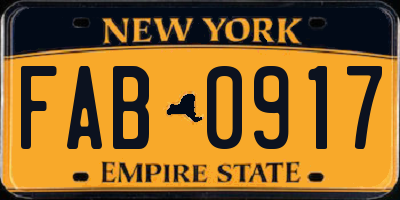 NY license plate FAB0917