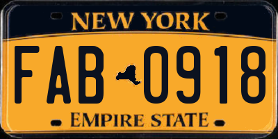 NY license plate FAB0918