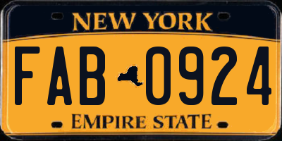 NY license plate FAB0924