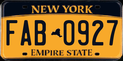 NY license plate FAB0927