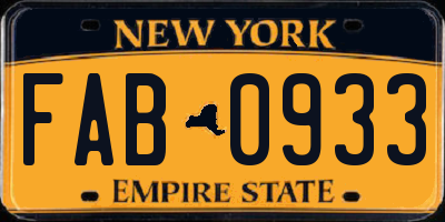 NY license plate FAB0933