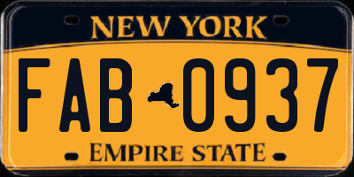 NY license plate FAB0937