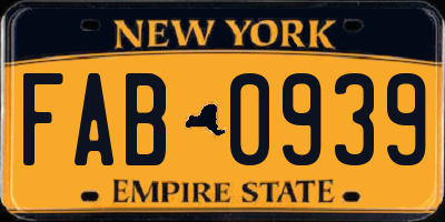 NY license plate FAB0939