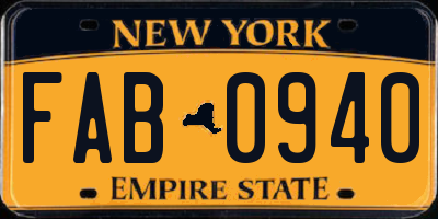 NY license plate FAB0940