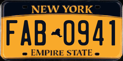 NY license plate FAB0941