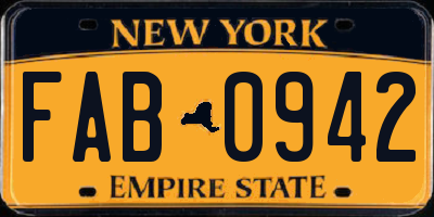 NY license plate FAB0942