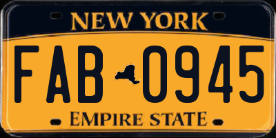 NY license plate FAB0945