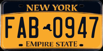 NY license plate FAB0947