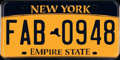 NY license plate FAB0948