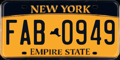 NY license plate FAB0949