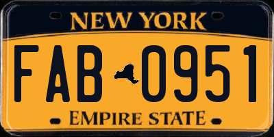 NY license plate FAB0951