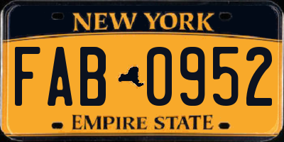 NY license plate FAB0952