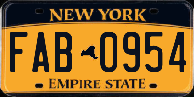 NY license plate FAB0954