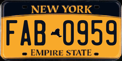 NY license plate FAB0959