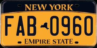 NY license plate FAB0960