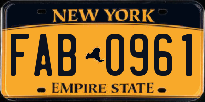 NY license plate FAB0961