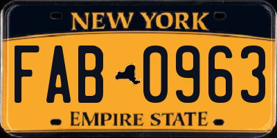 NY license plate FAB0963