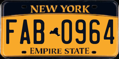 NY license plate FAB0964