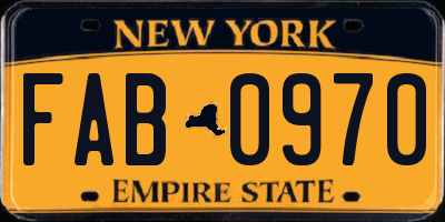 NY license plate FAB0970