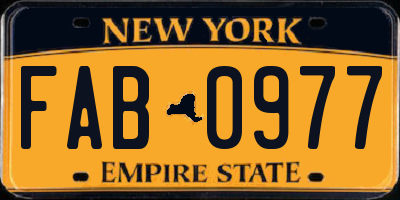 NY license plate FAB0977