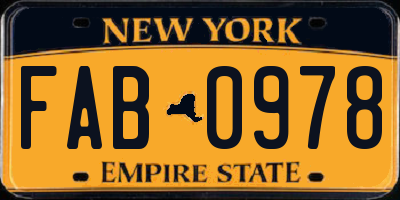 NY license plate FAB0978