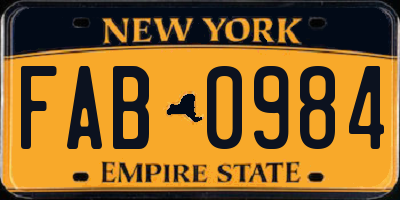 NY license plate FAB0984