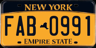 NY license plate FAB0991