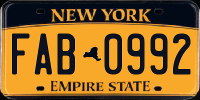 NY license plate FAB0992